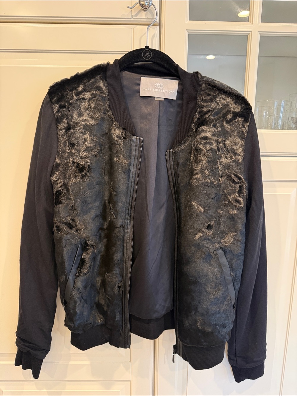 Tart Collections Black Faux-Fur Bomber Jacket